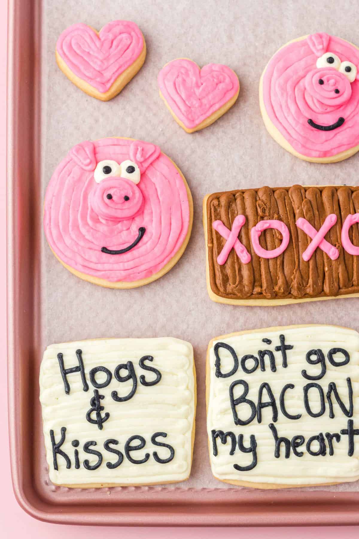 pig valentines day sugar cookies