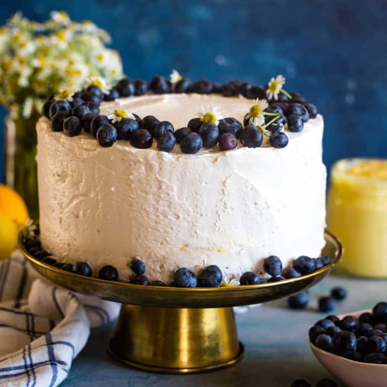 Blueberry Lemon Custard Cake - The Seaside Baker