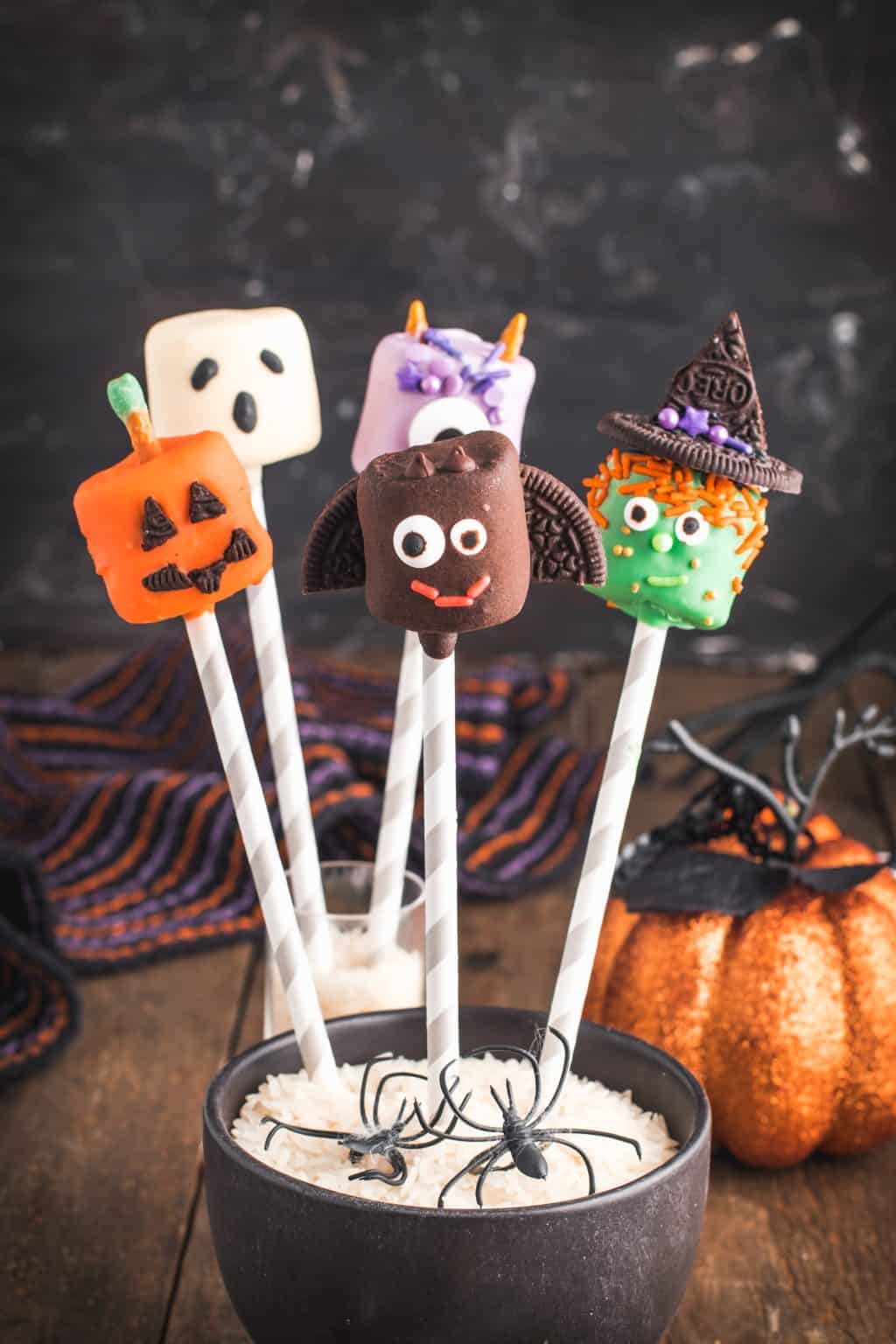 Easy Chocolate Halloween Dipped Marshmallows - The Seaside Baker